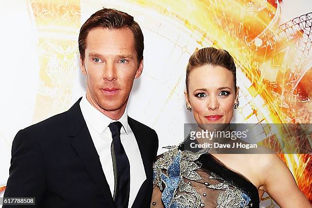 Benedict Cumberbatch and Rachel McAdams attend the fan screening event for "Doctor Strange" on October 24, 2016 in London, United Kingdom.