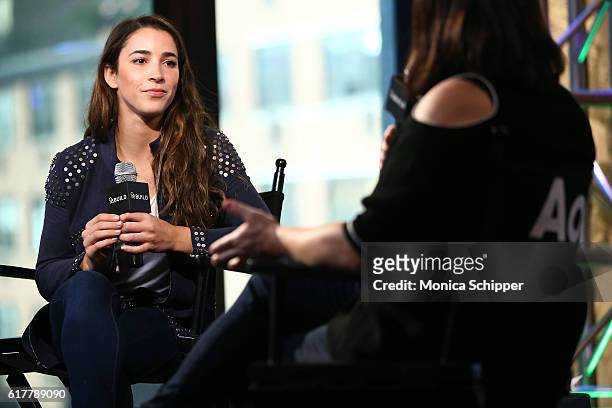 Olympic gymnast Aly Raisman speaks with Entertainment editorial director at AOL Donna Freydkin at The Build Series Presents Aly Raisman at AOL HQ on...