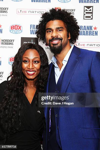 Beverley Knight and David Haye attend the Nordoff Robbins Boxing Dinner at the London Hilton Park Lane on October 24, 2016 in London, England.