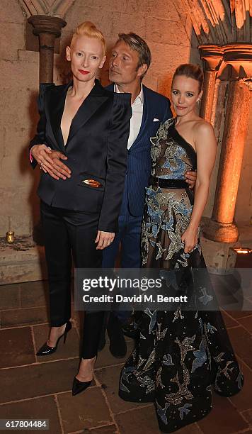 Tilda Swinton, Mads Mikkelsen and Rachel McAdams attend Marvel Studios and British GQ hosted reception in The Cloisters at Westminster Abbey, to...