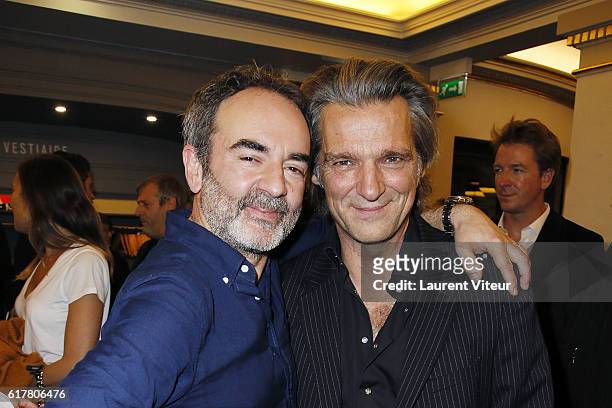 Bruno Solo and Yvan Le Bolloc'h attend "L'Heureux Elu" Theater Play Premiere at Theatre de La Madeleine on October 24, 2016 in Paris, France.