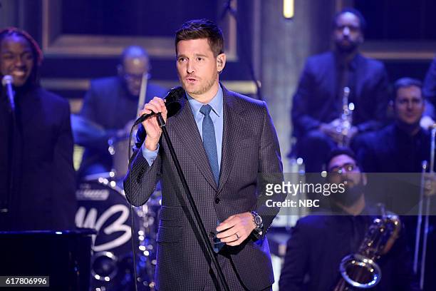 Episode 0556 -- Pictured: Musical guest Michael Bublé performs on October 24, 2016 --