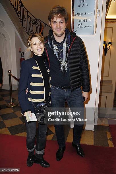 Tristane Banon and guest attend "L'Heureux Elu" theater play premiere at Theatre de La Madeleine on October 24, 2016 in Paris, France.