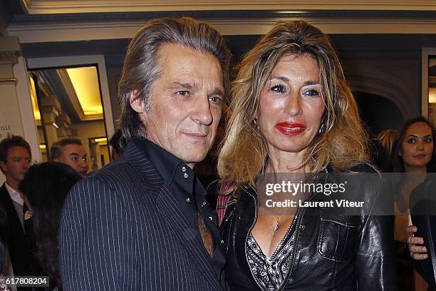 Yvan Le Bolloc'h and his wife Nouchka Lenders attend "L'Heureux Elu" theater play premiere at Theatre de La Madeleine on October 24, 2016 in Paris,...