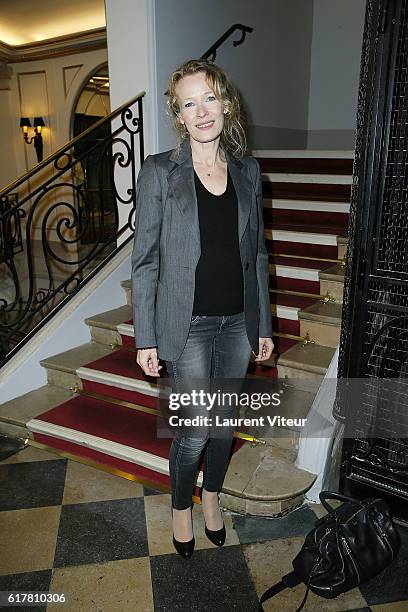 Actress Mathilde Penin attends "L'Heureux Elu" theater play premiere at Theatre de La Madeleine on October 24, 2016 in Paris, France.