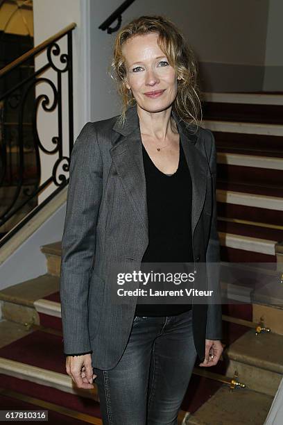 Actress Mathilde Penin attends "L'Heureux Elu" theater play premiere at Theatre de La Madeleine on October 24, 2016 in Paris, France.