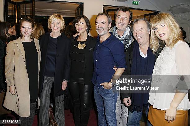 Clemence Ansault and her mother Chantal Ladesou, Mathilda May, Bruno Solo, Jean-Luc Reichmann, Daniel Russo and Melanie Page attend "L'Heureux Elu"...