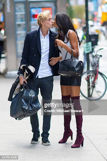 Johannes Jarl and model Kelly Gale attend the 2016 Victoria's Secret Fashion Show call backs on October 24, 2016 in New York City.