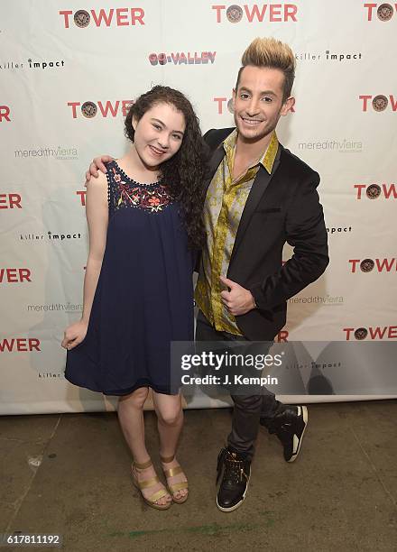 Actress Lilla Crawford and Frankie Grande attend the Broadway for Orlando screening of "Tower" at Neuehouse on October 24, 2016 in New York City.