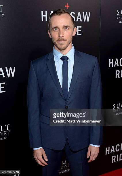 Actor Benedict Hardie attends the screening of Summit Entertainment's "Hacksaw Ridge" at Samuel Goldwyn Theater on October 24, 2016 in Beverly Hills,...