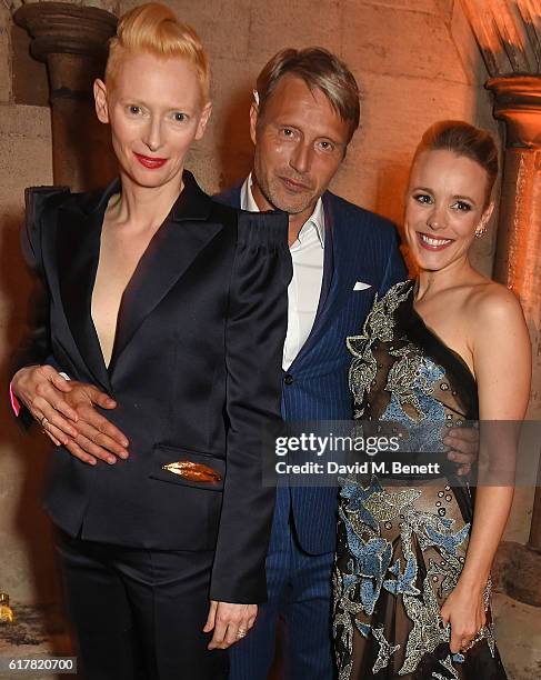 Tilda Swinton, Mads Mikkelsen and Rachel McAdams attend Marvel Studios and British GQ hosted reception in The Cloisters at Westminster Abbey, to...