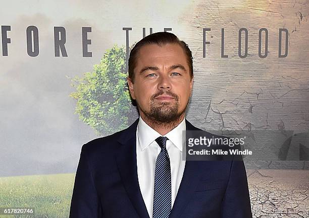 Executive producer Leonardo DiCaprio attends the screening of National Geographic Channel's "Before The Flood" at Bing Theater At LACMA on October...