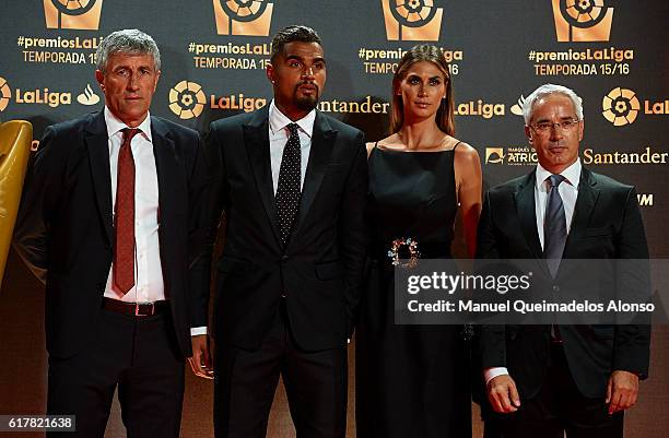 Quique Setien, Kevin-Prince Boateng, Melissa Satta and Patricio Vinayo attend the LFP Soccer Awards Gala 2016 at Palacio de Congresos on October 24,...