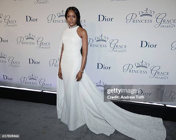 Model Naomi Campbell attends the 2016 Princess Grace Awards Gala with presenting sponsor Christian Dior Couture at Cipriani 25 Broadway on October...