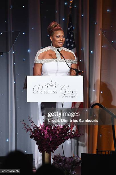 Princess Grace Statue Award Recipient Queen Latifah speaks onstage during the 2016 Princess Grace Awards Gala with presenting sponsor Christian Dior...