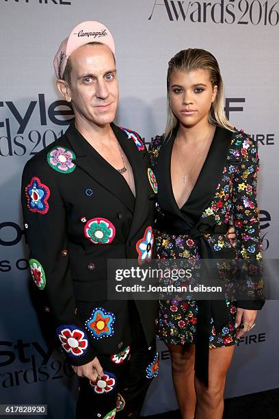 Designer Jeremy Scott and Model Sofia Richie attend the Second Annual "InStyle Awards" presented by InStyle at Getty Center on October 24, 2016 in...