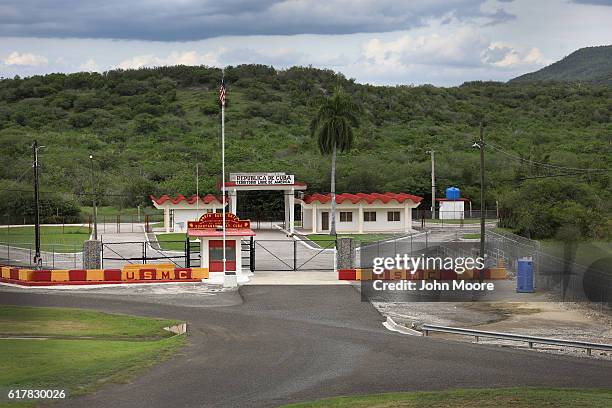 The northeast gate of the U.S. Naval Station at Guantanamo is the only entrance into the rest of Cuba on October 23, 2016 in Guantanamo Bay, Cuba....