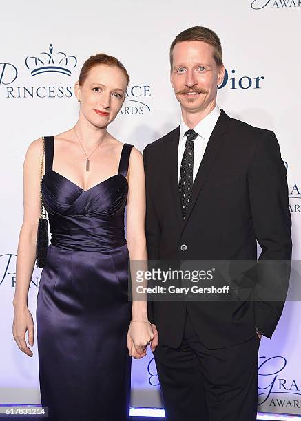 Event co-chairs, dancers Gillian Murphy and Ethan Stiefel attend the 2016 Princess Grace Awards Gala at Cipriani 25 Broadway on October 24, 2016 in...