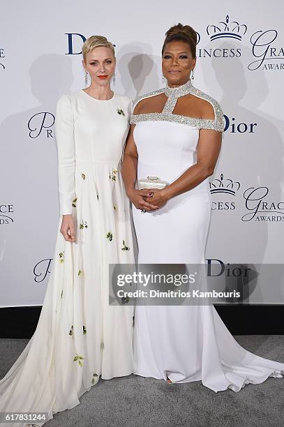 Her Serene Highness Princess Charlene of Monaco and Queen Latifah attend the 2016 Princess Grace Awards Gala with presenting sponsor Christian Dior...