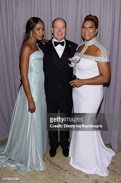 Naomi Campbell, His Serene Highness Prince Albert II of Monaco, and Queen Latifah attend the 2016 Princess Grace Awards Gala with presenting sponsor...
