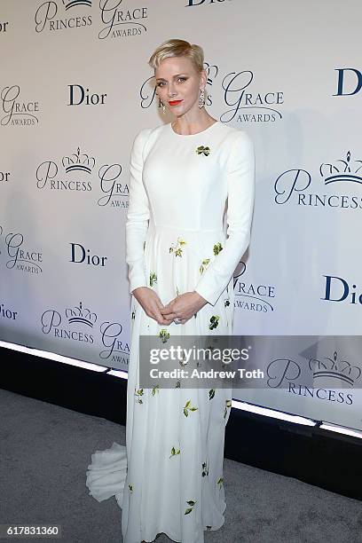 Her Serene Highness Princess Charlene of Monaco attends the 2016 Princess Grace Awards Gala with presenting sponsor Christian Dior Couture at...