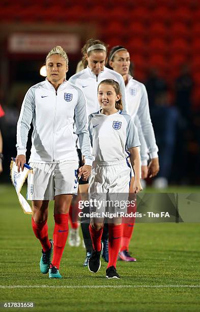 Mascots ahead of the Women's International Friendly match between England and France at Keepmoat Stadium on October 21, 2016 in Doncaster, England.