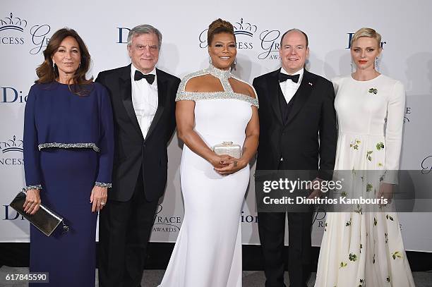Katia Toledano, Sidney Toledano, Queen Latifah, Prince Albert II of Monaco, and Princess Charlene of Monaco attend the 2016 Princess Grace Awards...