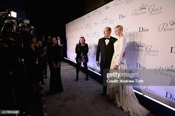 Her Serene Highness Princess Charlene and His Serene Highness Prince Albert II of Monaco attends the 2016 Princess Grace Awards Gala with presenting...