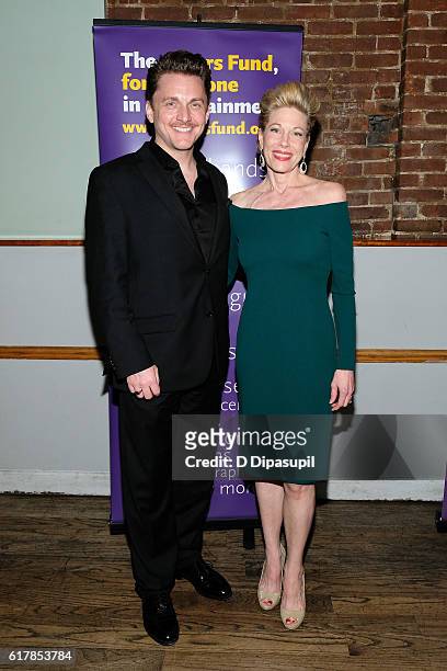 Honoree Marin Mazzie and husband Jason Danieley attend the 20th anniversary of "Nothing Like a Dame" benefit performance after party at Johns...