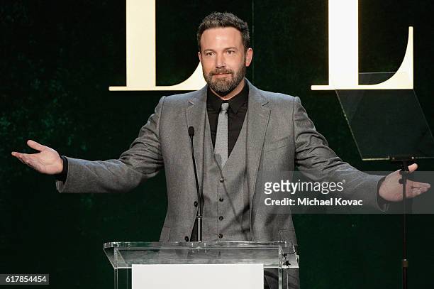 Actor Ben Affleck speaks onstage during the 23rd Annual ELLE Women In Hollywood Awards at Four Seasons Hotel Los Angeles at Beverly Hills on October...
