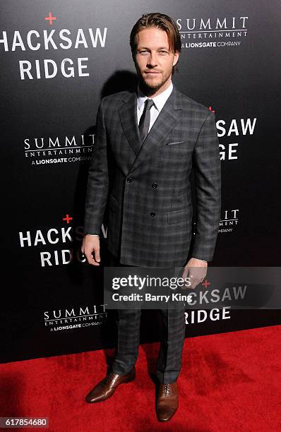 Actor Luke Bracey attends screening of Summit Entertainment's 'Hacksaw Ridge' at Samuel Goldwyn Theater on October 24, 2016 in Beverly Hills,...