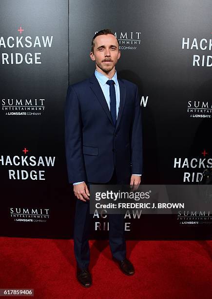 Cast member Benedict Hardie poses on arrival for the special screening of the film 'Hacksaw Ridge' at the Samuel Goldwyn Theater in Beverly Hills,...