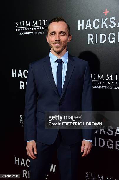 Cast member Benedict Hardie poses on arrival for the special screening of the film 'Hacksaw Ridge' at the Samuel Goldwyn Theater in Beverly Hills,...
