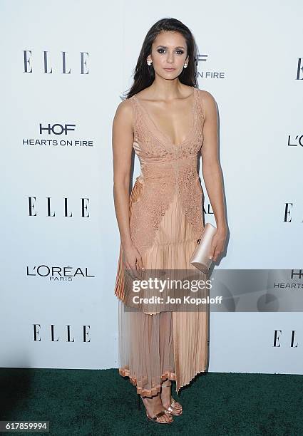 Actress Nina Dobrev arrives at the 23rd Annual ELLE Women In Hollywood Awards at Four Seasons Hotel Los Angeles at Beverly Hills on October 24, 2016...