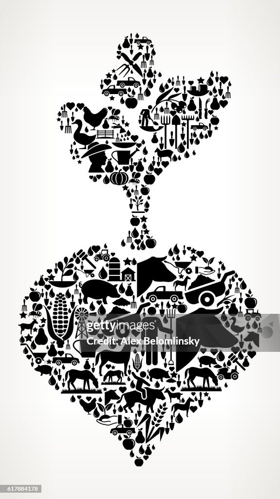 Turnip Farming and Agriculture Black Icon Pattern