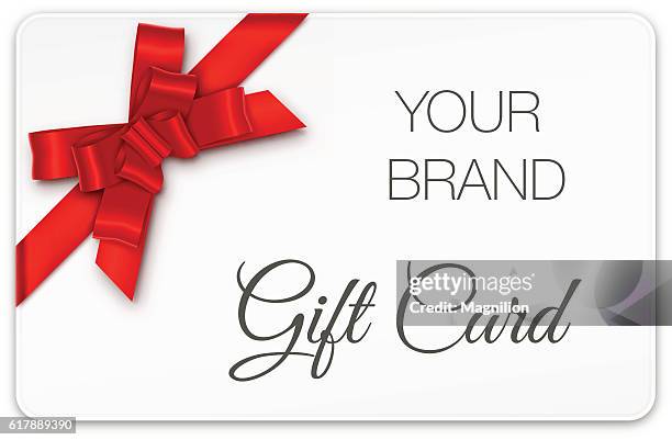 gift card with red bow - birthday present stock illustrations
