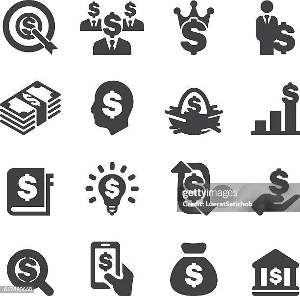 dollar zeichen business silhouette icons | eps10 - dollar sign stock-grafiken, -clipart, -cartoons und -symbole