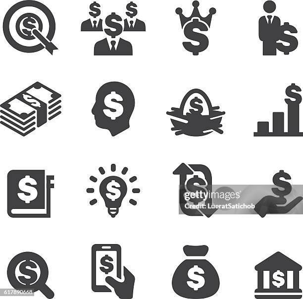 illustrations, cliparts, dessins animés et icônes de dollar sign business silhouette icônes | eps10 - dollar sign