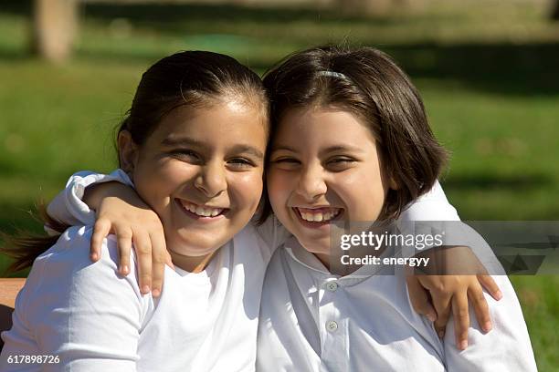two happy kid girl - plump girls stockfoto's en -beelden