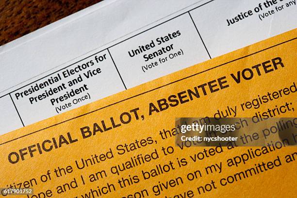 us absentee official voting ballot - absentee ballot stock pictures, royalty-free photos & images