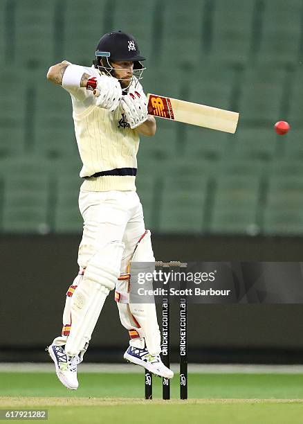 Matthew Wade of Victoria bats during day one of the Sheffield Shield match between Victoria and Tasmania at the Melbourne Cricket Ground on October...