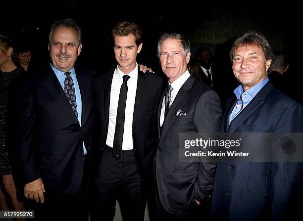 Producer Bill Mechanic, actor Andrew Garfirld, Jon Feltheimer, CEO, Lions Gate Entertainment and Patrick Wachsberger, co-chairman, Lions Gate Motion...