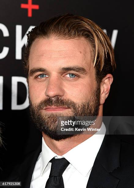 Actor Milo Gibson arrives at the screening of Summit Entertainment's "Hacksaw Ridge" at the Samuel Goldwyn Theater on October 24, 2016 in Beverly...