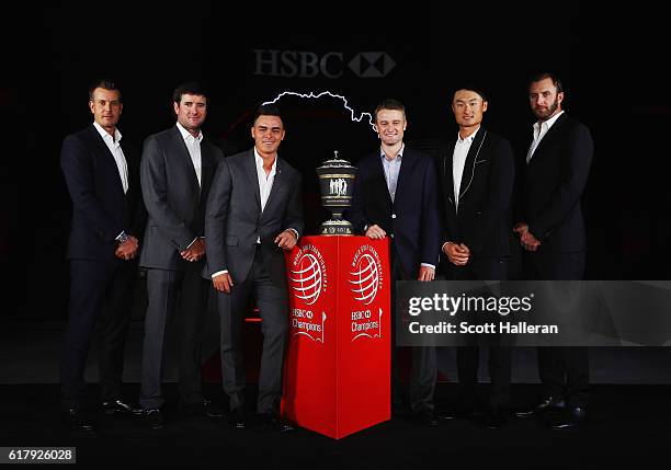 Golfers Henrik Stenson of Sweden, Bubba Watson and Rickie Fowler of the United States, Russell Knox of Scotland, Haotong Li of China and Dustin...