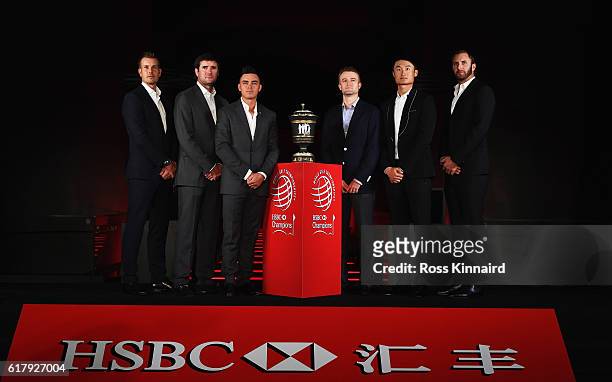 Golfers Henrik Stenson of Sweden, Bubba Watson and Rickie Fowler of the United States, Russell Knox of Scotland, Haotong Li of China and Dustin...