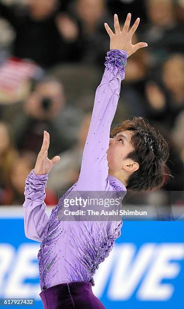 Shoma Uno of Japan competes in the Men's Singles Short Program during day two of the 2016 Progressive Skate America at Sears Centre Arena on October...