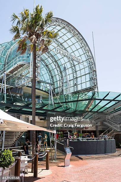 The entrance to Harbourside Shopping Centre. The site contains retail stores, restaurants, bars and cafes in Sydney's Darling Harbour, a prime...