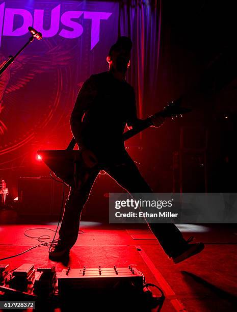 Guitarist John Connolly of Sevendust performs during a stop of the band's Kill the Flaw tour at Brooklyn Bowl Las Vegas at The Linq Promenade on...