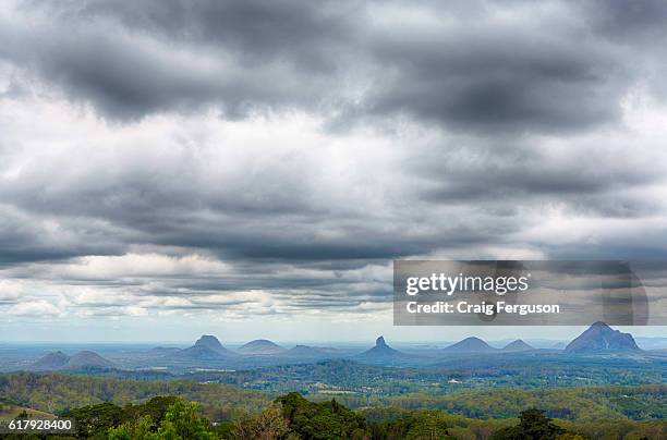 Looking south toward the Glasshouse Mountains. The heritage-listed national park is located 70 km north of Brisbane.