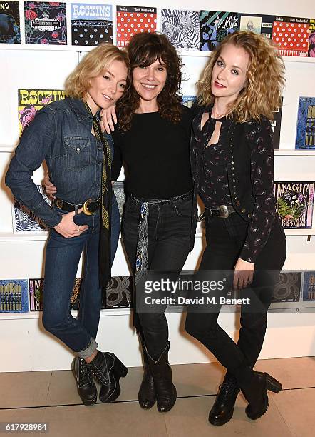 Clara Paget, Jess Morris and Portia Freeman attend the Rockins pop-up launch at Harrods on October 25, 2016 in London, England.